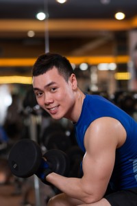 Man holding a dumbell