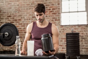 Man preparing supplements