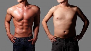 Man's body after and before Tummy Tuck